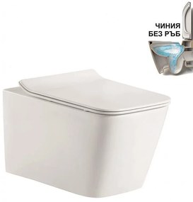 Конзолна тоалетна чиния ICC 5135, седалка и капак, порцелан, бял, 52x37x36см