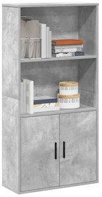 860421 vidaXL Библиотека, бетонно сива, 60x24x120 см, инженерно дърво