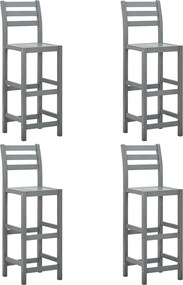 312418 vidaXL Бар табуретки, 4 бр, сиви, акациево дърво масив