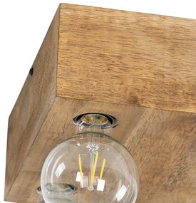 Ръстичен таванен аплик винтидж дърво 4-светлина - Bloc