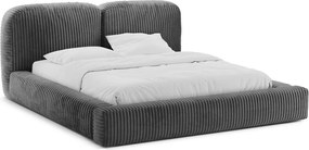Сиво двойно легло 200x200 cm тапицирано с място за съхранение с включена подматрачна рамка Martina – Micadoni