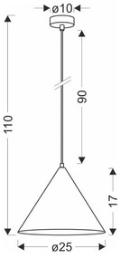 Кафява висяща лампа със стъклен абажур ø 25 cm Dunca - Candellux Lighting