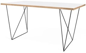 Бяла работна маса с черни крака , 140 x 75 cm Flow - TemaHome