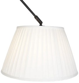 Висяща лампа черна с плисиран абажур 35 см кремав - Blitz