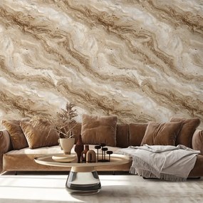 Тапет – Естествен бежов мраморен мотив