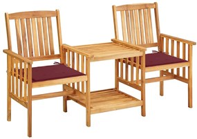 3061284 vidaXL Градински столове с маса за чай и възглавници, акация масив