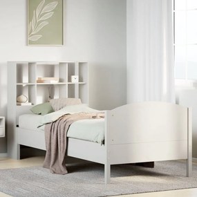 3323123 vidaXL Легло с етажерка за книги, без матрак, 90x200 см, бор масив
