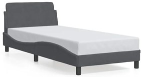 373113 vidaXL Рамка за легло Dover, тъмносива, 90x200 см, кадифе