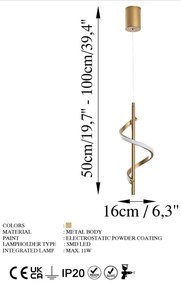 LED висящо осветително тяло златно ø 16 cm Likma – Opviq lights