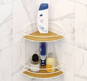 Ъглова етажерка за баня TEKNO TEL BK-074W , 2 нива , дърво