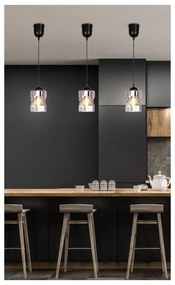 Черна висяща лампа със стъклен абажур ø 10 cm Felis - Candellux Lighting