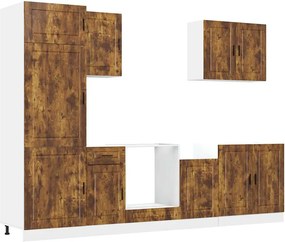 3314786 vidaXL Комплект кухненски шкафове, 7 части, "Porto", опушен дъб, инженерна дървесина