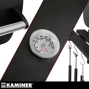 Голяма скара за барбекю на дървени въглища с капак и термометър