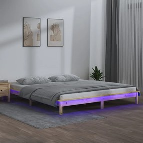 820606 vidaXL Рамка за легло с LED осветление 140x200 см масивно дърво