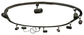 Модерна релсова система за осветление с 8 черни прожектора, 1-фазна, овална, 200см - Iconic Jeana