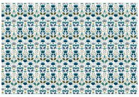 Тапет – Сини цветя на бял фон