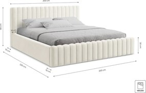 Зелено двойно легло 180x200 cm тапицирано с място за съхранение с включена подматрачна рамка Lemi – Makamii