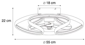 Вентилатор за таван месинг 55 см вкл. LED димируем с дистанционно управление - Mandy