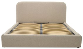 Бежово двойно легло 140x190 cm тапицирано с място за съхранение с включена подматрачна рамка Sea – Scandic