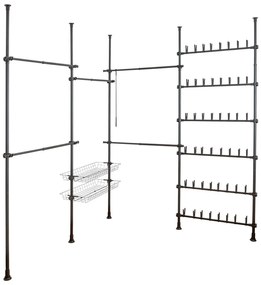 Черен метален телескопичен стелаж за обувки Herkules – Wenko