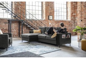 Тъмносиво кадифено ъглово канапе, ляв ъгъл Lofty Lilly - Miuform