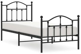 353450 vidaXL Метална рамка за легло с горна и долна табла, черна, 90x200 см