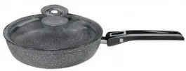 Hascevher - Алуминиев тиган с подвижна дръжка и стъклен капак ф26xh6см сив HR-GRANITE-(ETVCKK0326018)