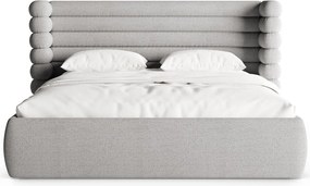 Сиво двойно легло 180x200 cm тапицирано с място за съхранение с включена подматрачна рамка Mount – Micadoni