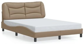 3207999 vidaXL Рамка за легло без матрак Hvar, капучино, 140x190 см, изкуствена кожа
