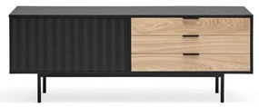 Черна/естествена маса за телевизор от декор от дъб 140x52 cm Sierra – Teulat
