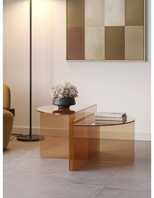 Кафяви стъклени кръгли масички за кафе в комплект 2 бр. ø 80 cm Velta – MOME