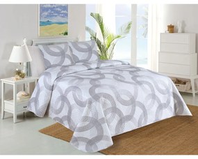 Бяло-сив капитониран комплект шалте и калъфка за възглавница 220x240 cm Circulo – My House