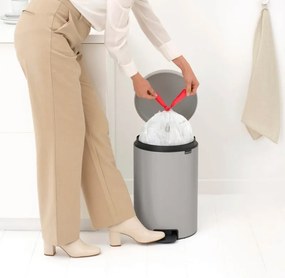 Кош за боклук с педал Brabantia NewIcon 1010441, 20 л, Плавно затваряне, Противоплъзгаща основа, Светлосив
