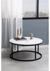 Бяла кръгла масичка за кафе с плот от имитация на мрамор ø 80 cm Spiro – Actona