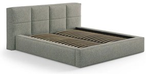 Зелено двойно тапицирано легло с място за съхранение с включена подматрачна рамка 200x200 cm Simon – Micadoni