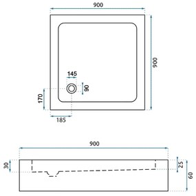 Корито за душ кабина Rea Savoy Black 90x90