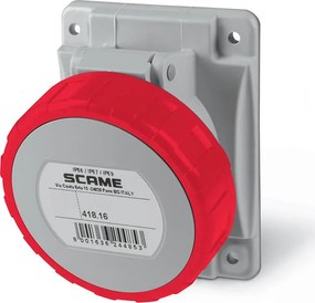 Scame Промишлен контакт 3P+Е 16A 380V IP66 серия Optima панелен монтаж 70х87мм  - 418.1666