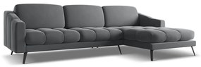 Сив кадифен ъглов диван (десен ъгъл) Nalu – Makamii
