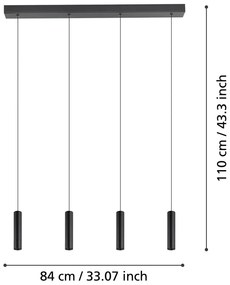 Черно LED висящо осветително тяло с метален абажур ALMUDAINA – EGLO
