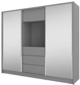 Плъзгащ се гардероб Sharp - дължина: 250 см - сив