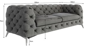 Сив кадифен диван 225 cm Chelsea – Ropez