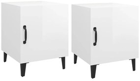 812073 vidaXL Нощни шкафчета, 2 бр, бял гланц, инженерно дърво