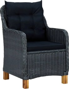 313316 vidaXL Градински столове с възглавници, 2 бр, полиратан, тъмносиви