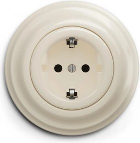 Kliklap - Ретро домашен контакт с рамка SCHUKO 230V/16A бежов