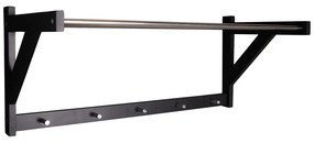 Черна стенна закачалка от тополово дърво с рафт Padova - House Nordic