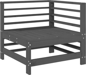 825606 vidaXL Градински ъглов диван, сив, бор масив