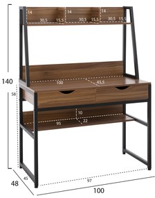 Бюро с библиотека HM2390.12 цвят орех