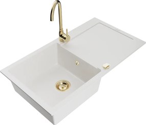 Mexen Leo гранитна мивка с 1 корито, с отцедник и кухненски смесител Telma,