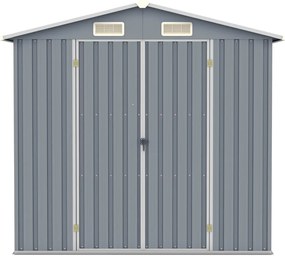 Градинска барака, сива, 205x129x183 см, поцинкована стомана