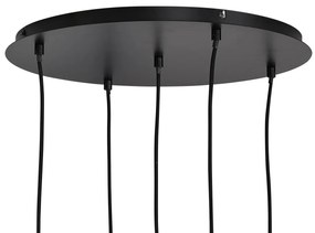 Модерен висящ лампион черен с димно стъкло - Jia